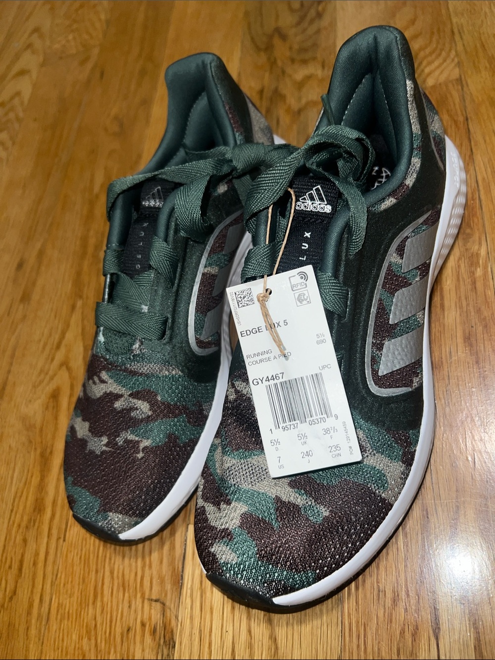 adidas - Edge Lux 5 Green Camo Running Sneakers